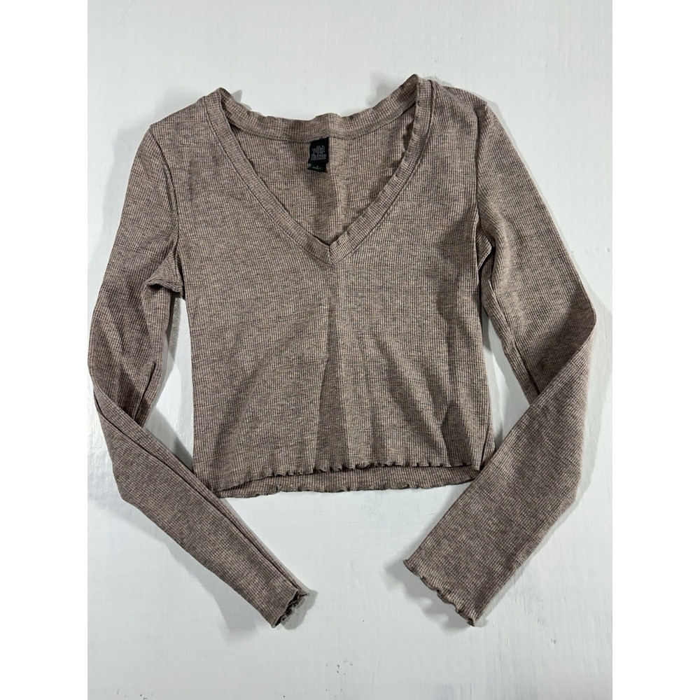 Wild Fable Ribbed Knit Long-sleeve Crop Top Size Small Casual